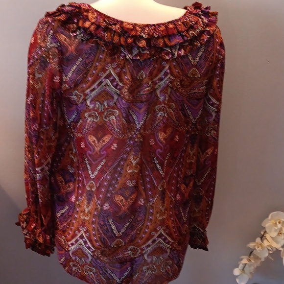Mac & Jac triple ruffle floral long sleeve top NWT - Picture 3 of 5
